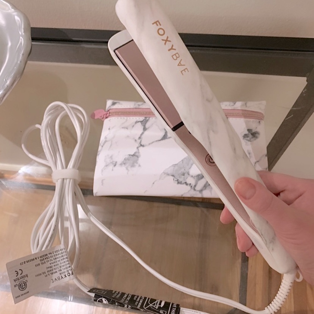 Foxybae rose gold marbled flat iron